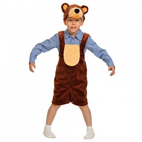 Карнавальный костюм "Мишка бурый" плюш. В комплекте: полукомбинезон, маска; Для детей 3-6 лет